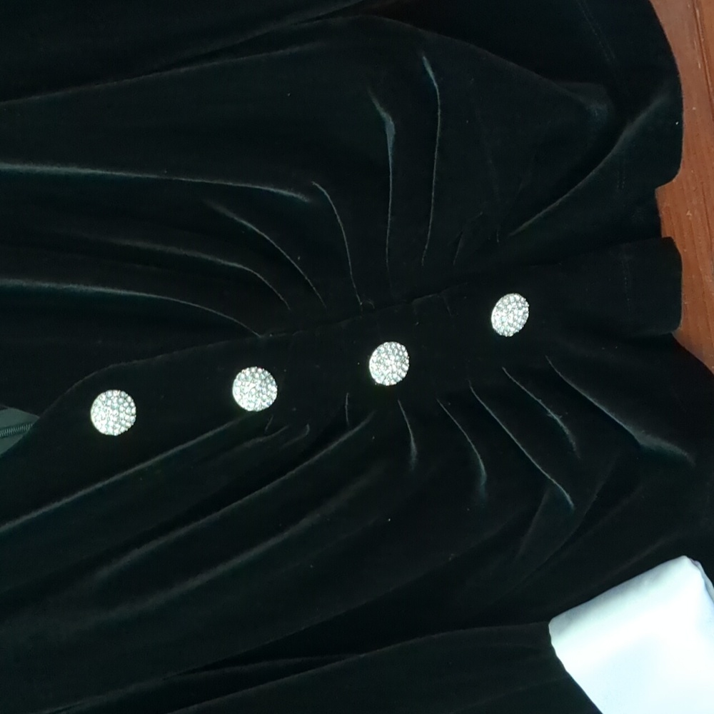CACHET VTG Velvet Satin Rhinestone Formal Top Blouse - Picture 4 of 11